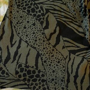 Rails Olive Animal Print V-Neck Long Sleeve Top